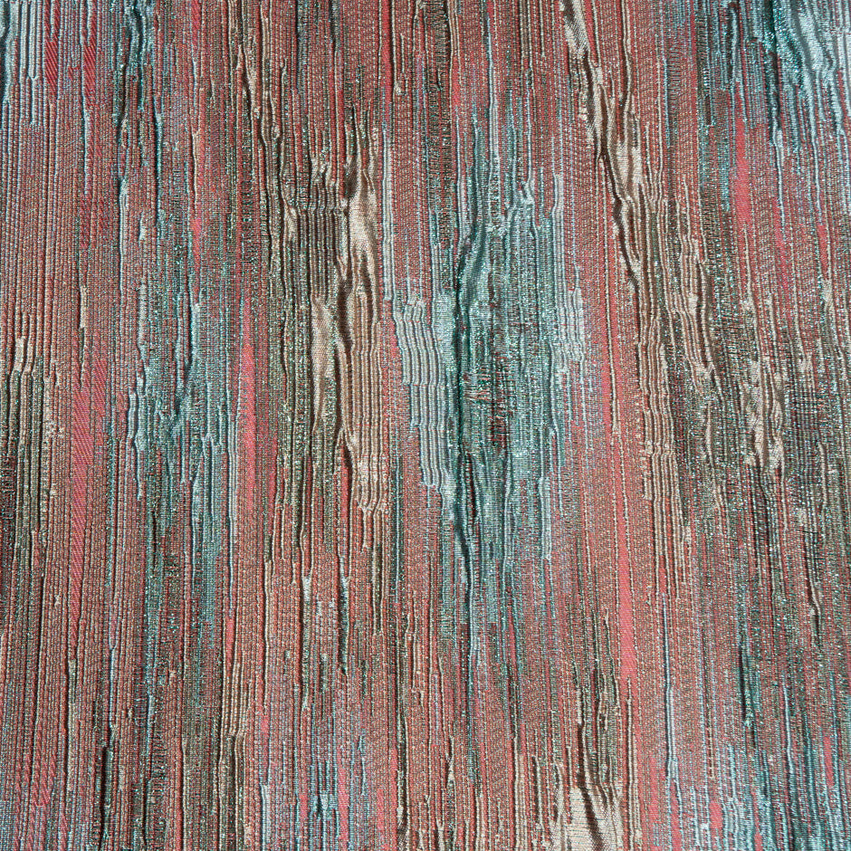 Sea Blue & Antique Pink Metallic Cloqué