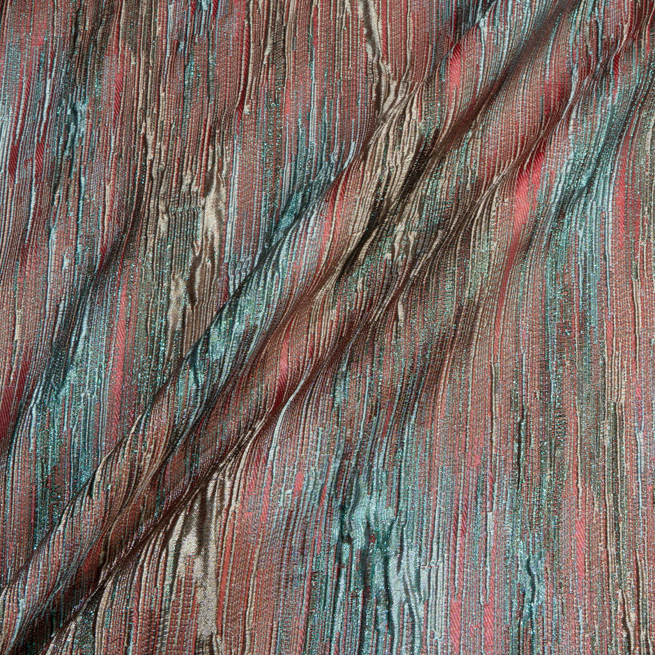 Sea Blue & Antique Pink Metallic Cloqué