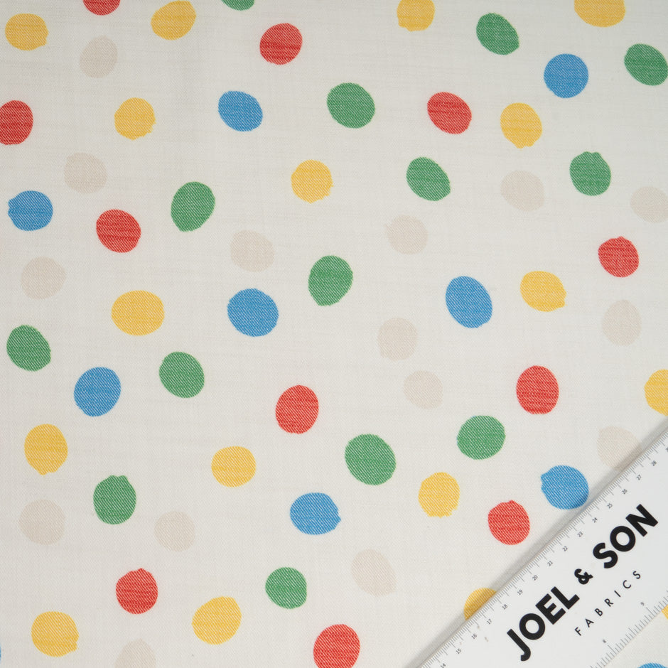 Off-White Cotton Blend Multi Spotted Denim