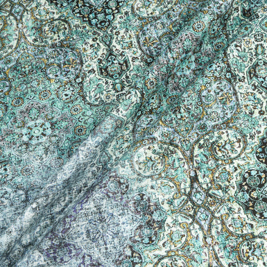 Turquoise Printed Stretch Cotton