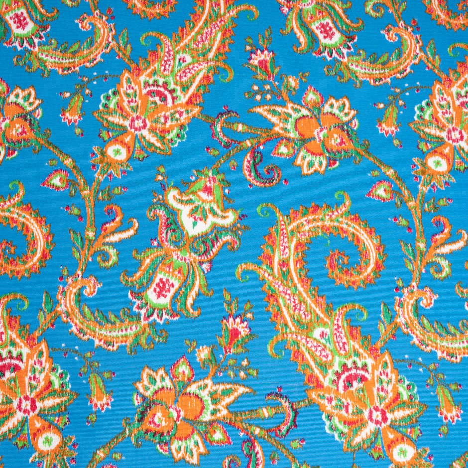 Paisley Printed Sky Blue Cotton Piqué (A 2.45m Piece)