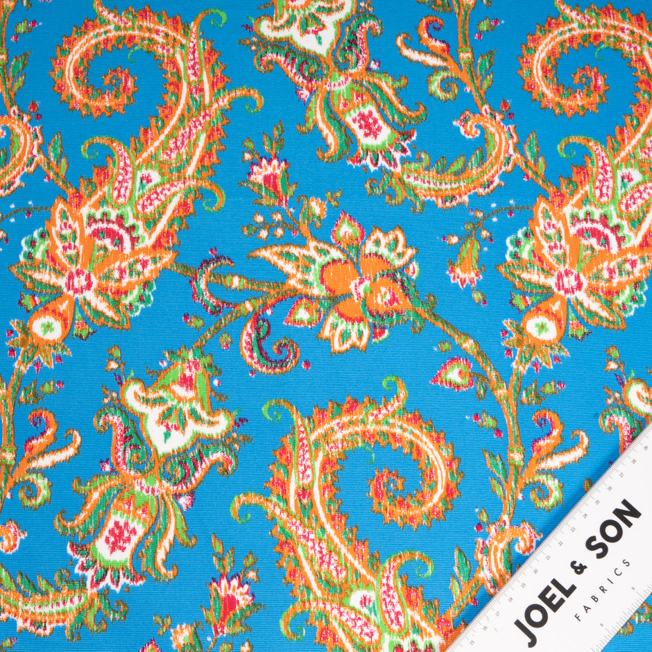 Paisley Printed Sky Blue Cotton Piqué (A 2.45m Piece)