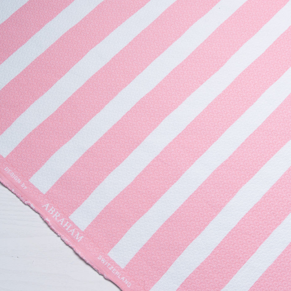 Pink & White Candy Striped Cotton Piqué