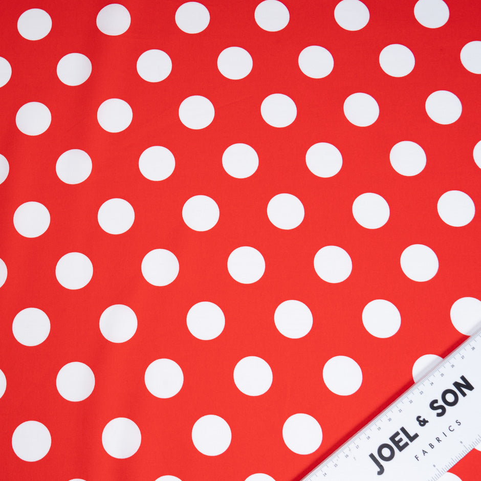 White Spotted Bright Red Pure Cotton