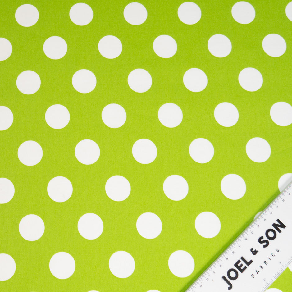 White Spotted Bright Lime Green Pure Cotton (A 2.45m Piece)