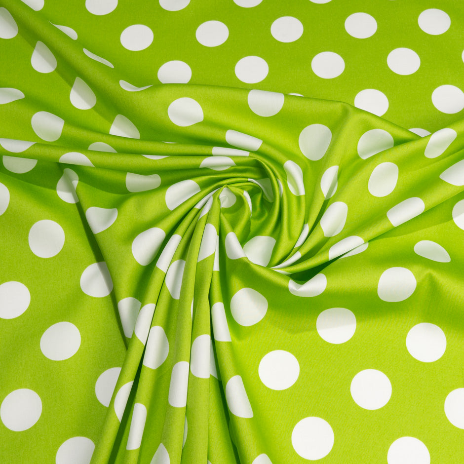 White Spotted Bright Lime Green Pure Cotton (A 2.45m Piece)
