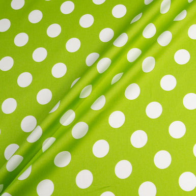 White Spotted Bright Lime Green Pure Cotton