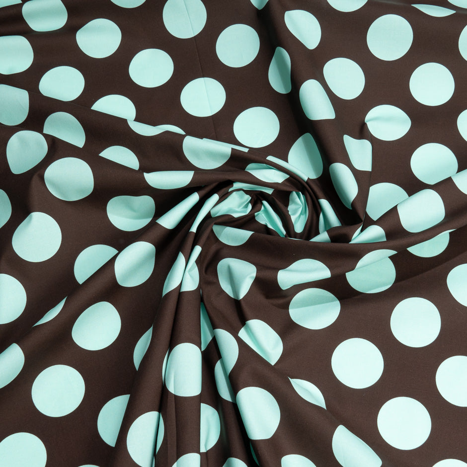 Aqua Spotted Dark Brown Pure Cotton