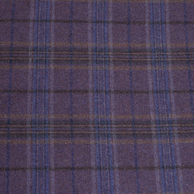 French Blue & Mauve Checkered Pure Wool Suiting