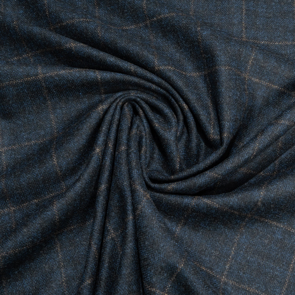 Blue & Grey Checkered Wool & Cashmere Blend Suiting