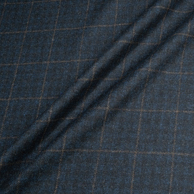 Blue & Grey Checkered Wool & Cashmere Blend Suiting