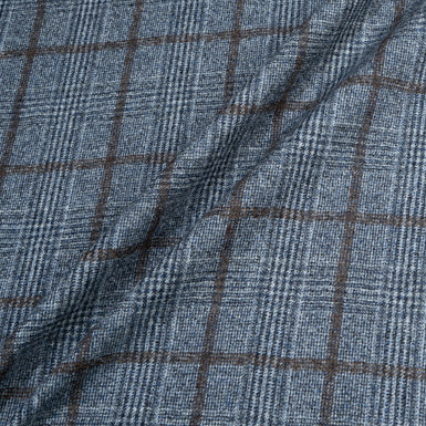Blue & Brown Checkered Pure Wool Suiting