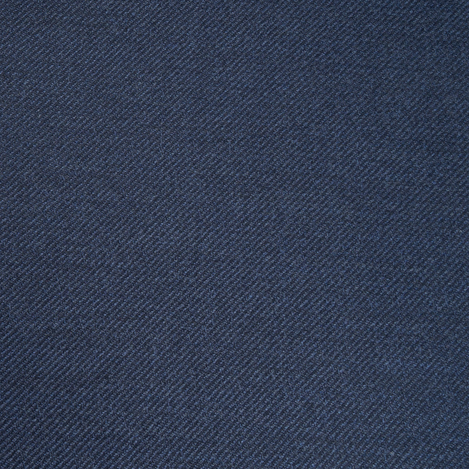 Navy Blue Wool & Silk Blend Twill Suiting
