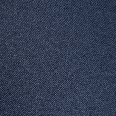 Navy Blue Wool & Silk Blend Twill Suiting