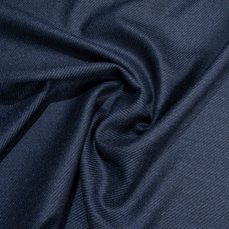 Navy Blue Wool & Silk Blend Twill Suiting