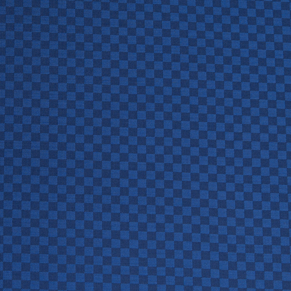 Deep Blue Square Checkered Super 140s Pure Wool