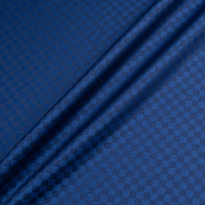 Deep Blue Square Checkered Super 140s Pure Wool