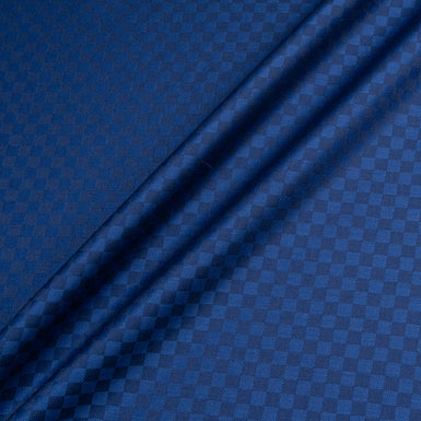 Deep Blue Square Checkered Super 140's Pure Wool