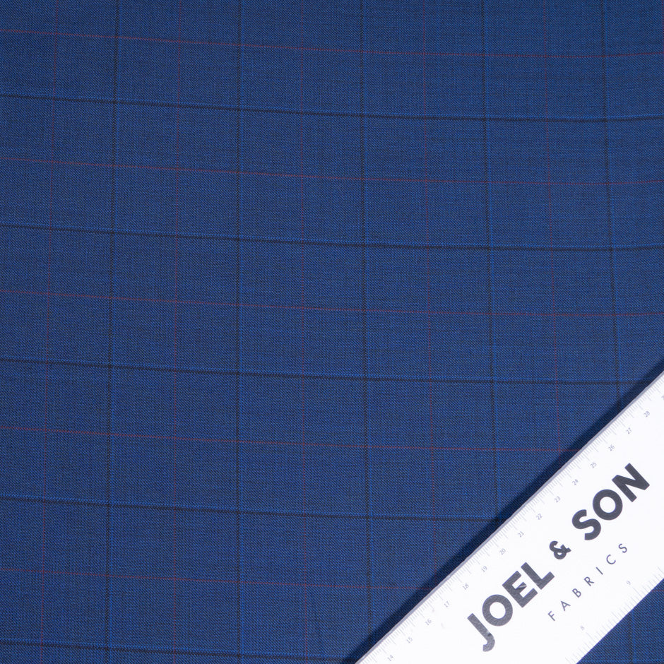 Rich Blue Super 140s Fine Check Pure Wool