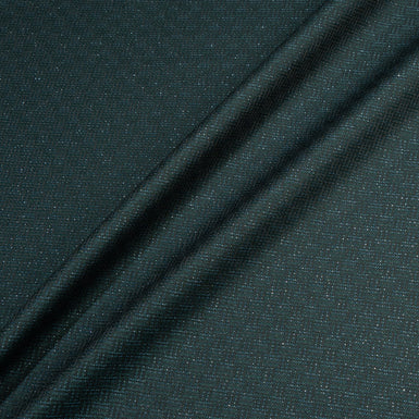 Teal Green Metallic Jacquard Woven Wool Suiting