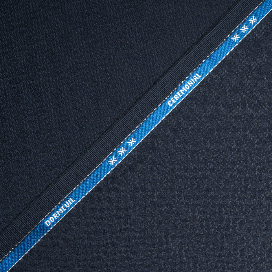 Midnight Blue Jacquard Pure Wool Suiting