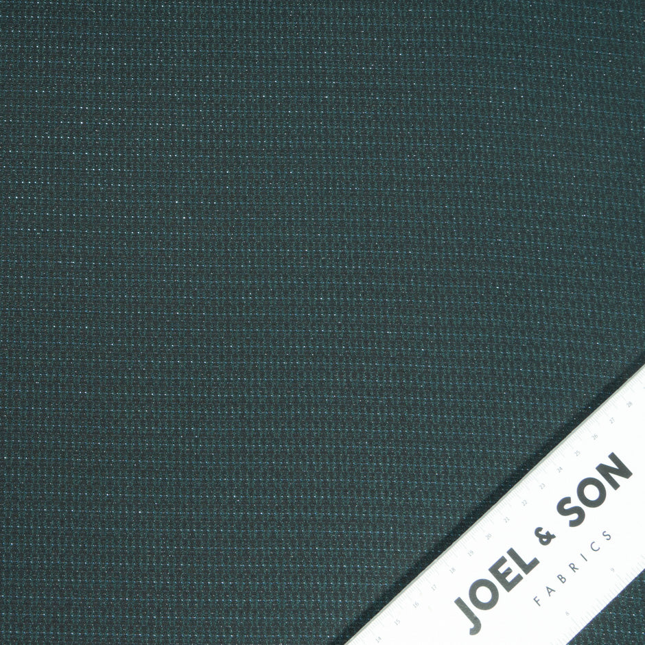 Dark Green Metallic Jacquard Wool Blend Suiting