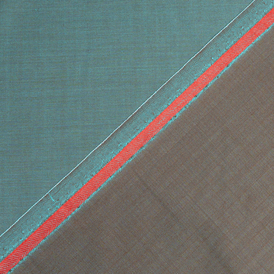 Brown & Turquoise Herringbone Pure Wool Dish Dasha (A 2.85m Piece)