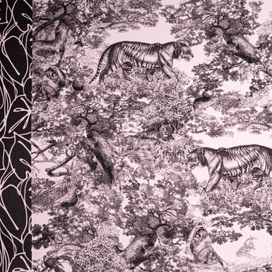 Pink Tiger in the Wild Printed Pure Silk Twill