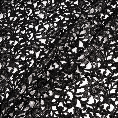 Black Floral Swiss Cotton Guipure Lace