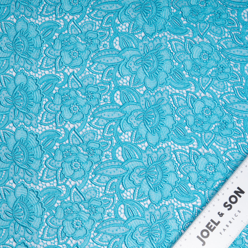 Busy Turquoise Floral Guipure Lace