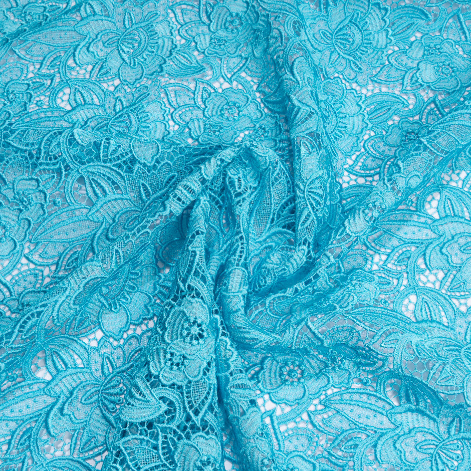 Busy Turquoise Floral Guipure Lace