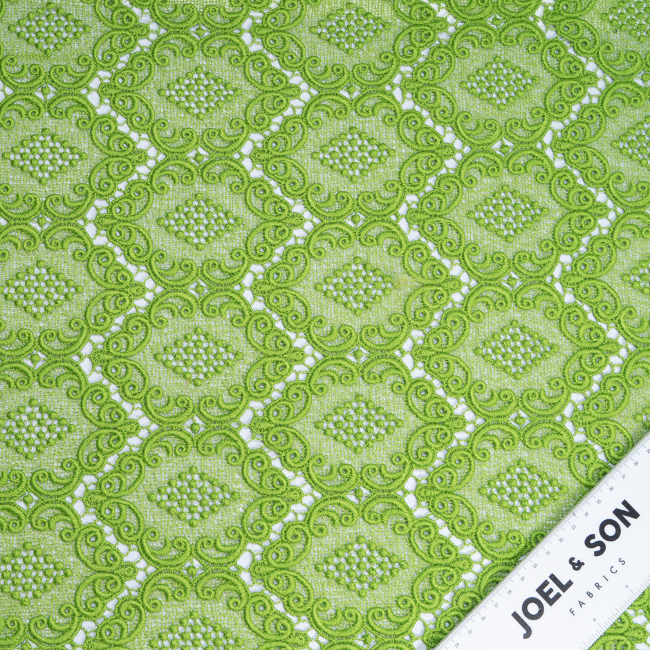 Chartreuse Green Geometric Guipure Lace