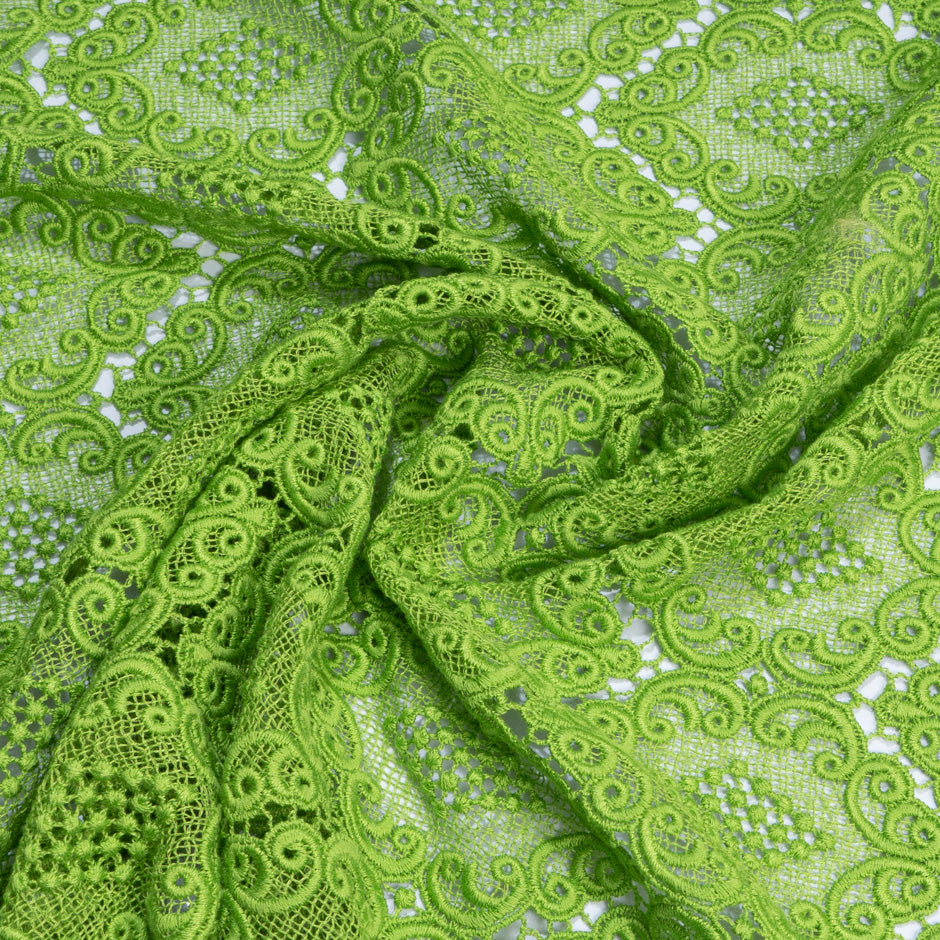 Chartreuse Green Geometric Guipure Lace