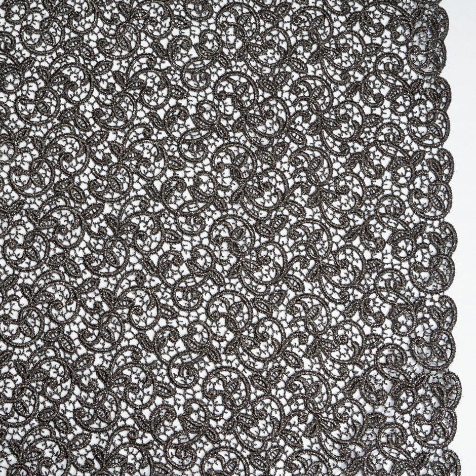 Metallic Gunmetal Grey Guipure Lace