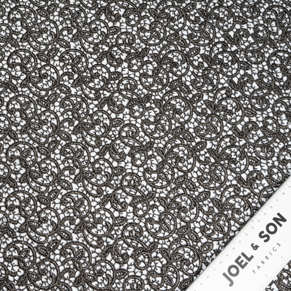 Metallic Gunmetal Grey Guipure Lace