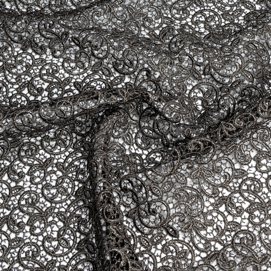 Metallic Gunmetal Grey Guipure Lace