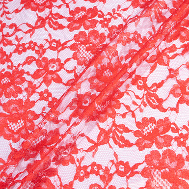 Bright Red Floral Chantilly Lace