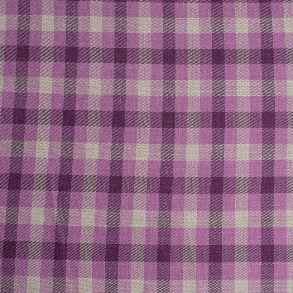 Magenta & Stone Checkered Wool, Silk & Linen Suiting