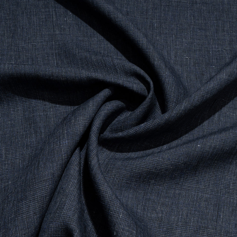 Midnight Blue Prince of Wales Checkered Linen