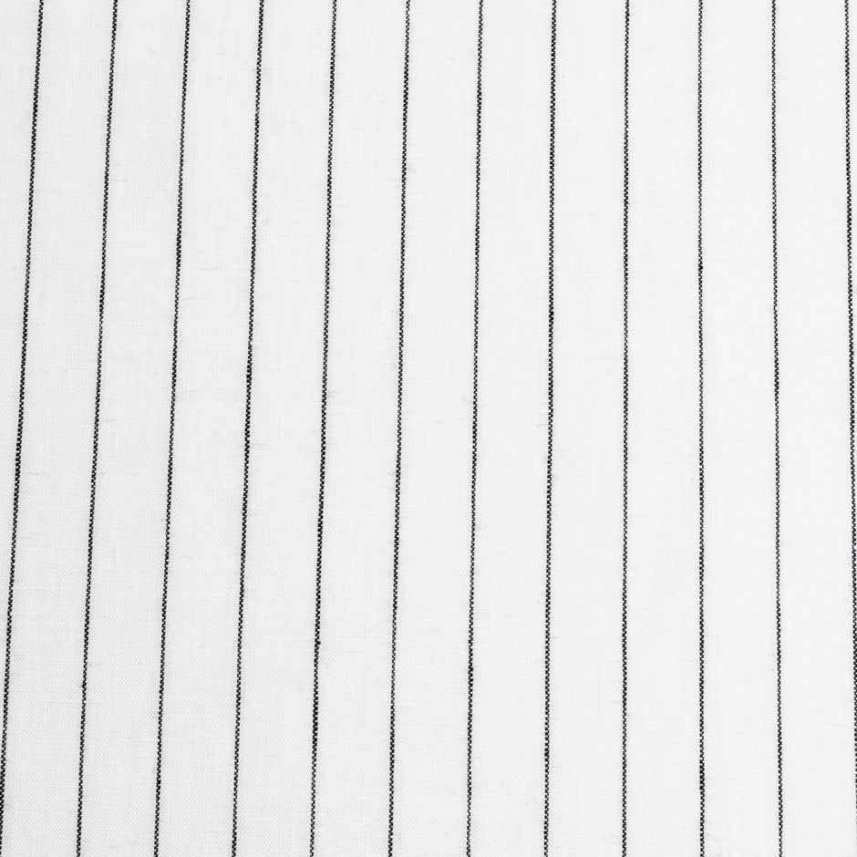 Black Striped White Pure Linen