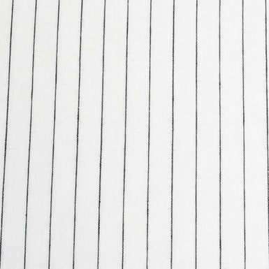 Black Striped White Pure Linen