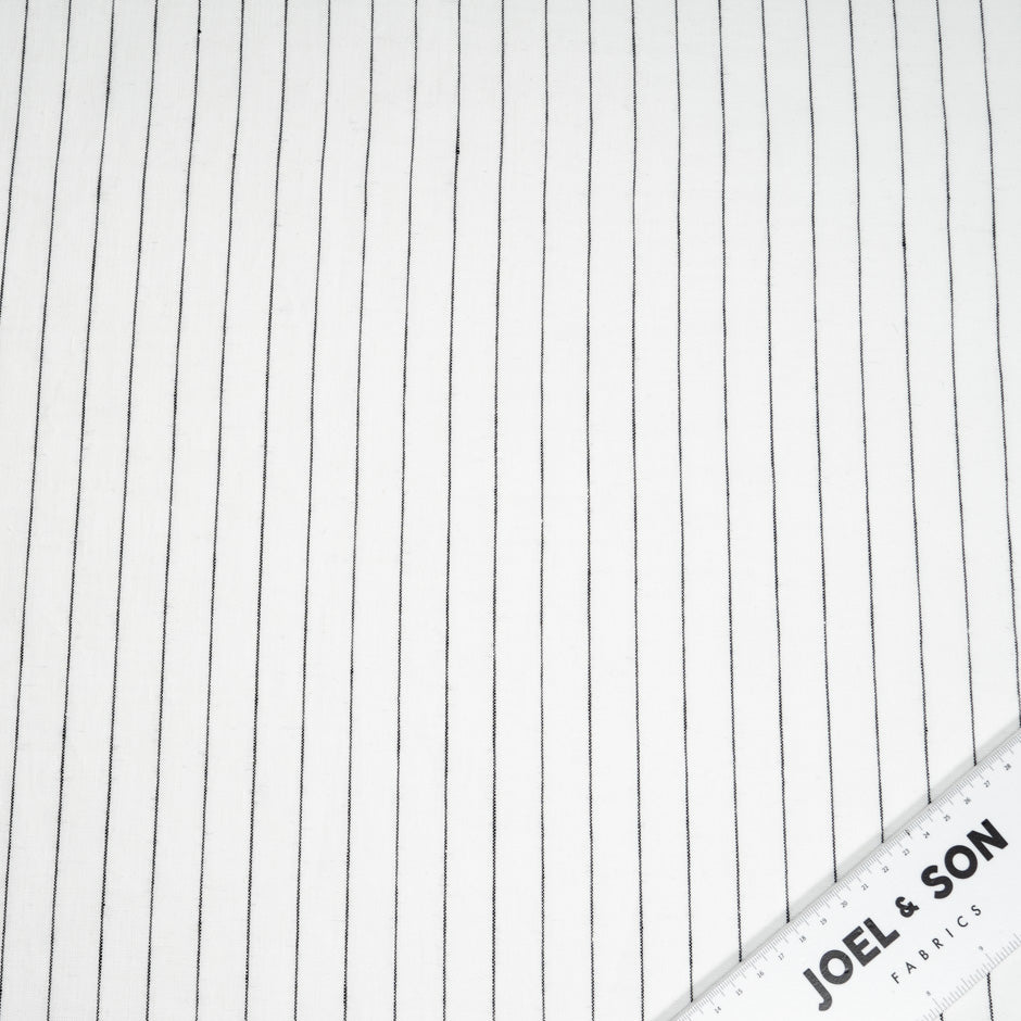 Black Striped White Pure Linen