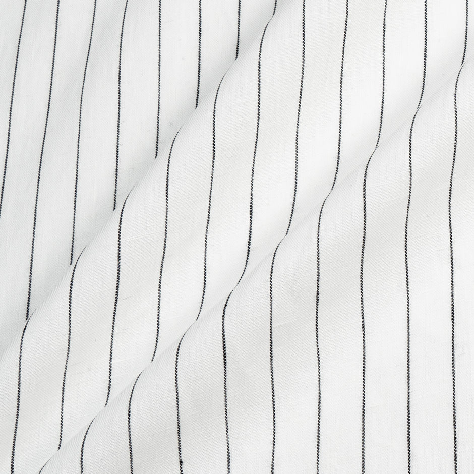 Black Striped White Pure Linen