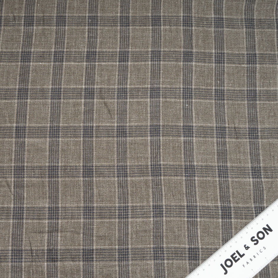 Brown Two-Tone Prince of Wales Checkered Linen