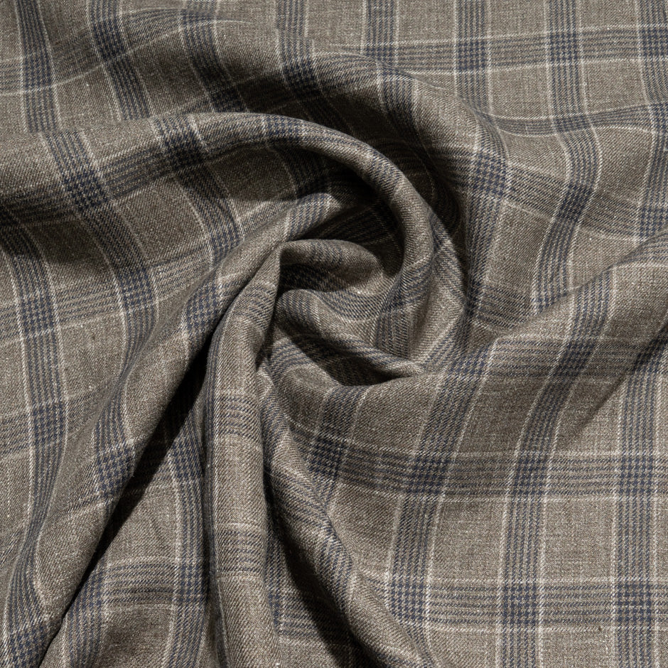 Brown Two-Tone Prince of Wales Checkered Linen