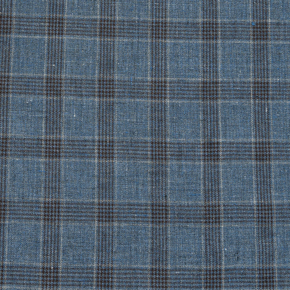 Blue Two-Tone Prince of Wales Checkered Pure Linen