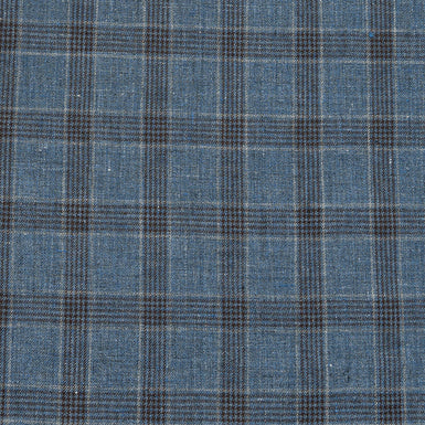 Blue Two-Tone Prince of Wales Checkered Pure Linen