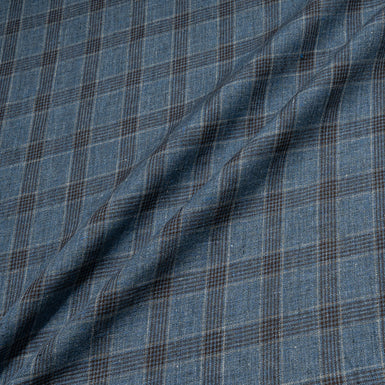 Blue Two-Tone Prince of Wales Checkered Pure Linen