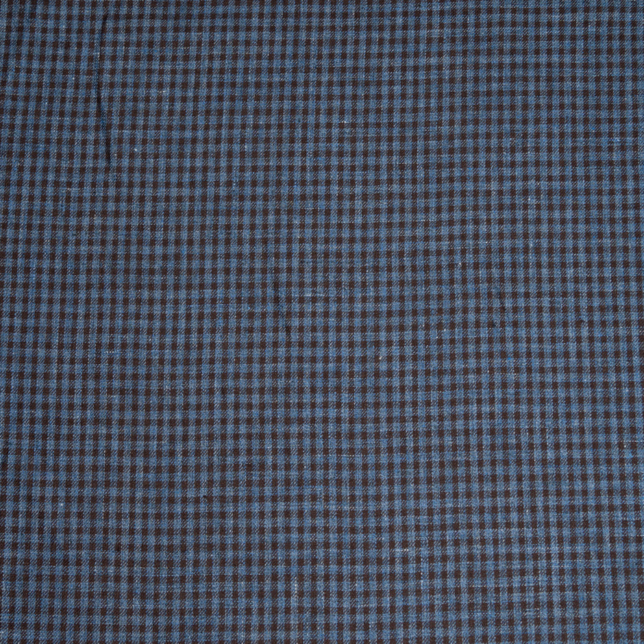 Brown & Blue Small Checkered Pure Linen
