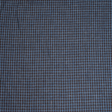 Brown & Blue Small Checkered Pure Linen